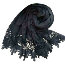 Luxuriöse Marke Perlen Schal Baumwolle Viskose muslimischen Stein Schal Kanten Perlen Plain Spitze Perle Hijab Schal